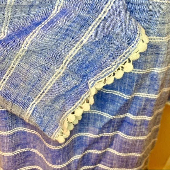 Tunic Top S / XS Fresh Produce Blue White Embroidered Detail Viscose Ties - Picture 4 of 16